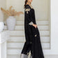 Black Crape Silk Embroidered Suit Set with Palazzo & Georgette Dupatta