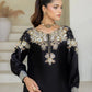 Black Crape Silk Embroidered Suit Set with Palazzo & Georgette Dupatta