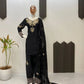 Black Crape Silk Embroidered Suit Set with Palazzo & Georgette Dupatta