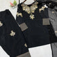 Black Crape Silk Embroidered Suit Set with Palazzo & Georgette Dupatta