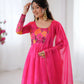 Premium Organza Silk Anarkali Set with Badla Work and Dupatta