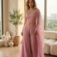 Mustard Viscose Satin Beadwork Sharara Set