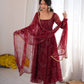 Maroon Georgette Bandhani Print Anarkali Gown