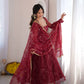 Maroon Georgette Bandhani Print Anarkali Gown