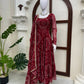 Maroon Georgette Bandhani Print Anarkali Gown