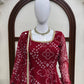 Maroon Georgette Bandhani Print Anarkali Gown