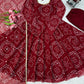 Maroon Georgette Bandhani Print Anarkali Gown