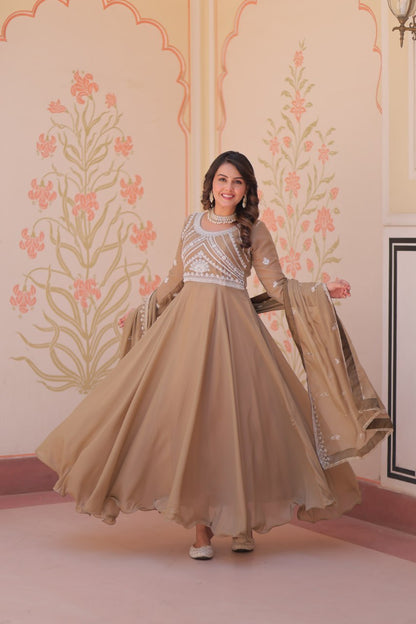 Sequin Bead Umbrella Anarkali Gown