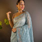 Sequin Scroll Embroidered Saree