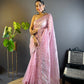 Sequin Scroll Embroidered Saree