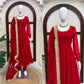 Red Mirror Trim Anarkali Gown