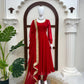 Red Mirror Trim Anarkali Gown