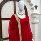 Red Mirror Trim Anarkali Gown