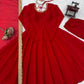 Red Mirror Trim Anarkali Gown