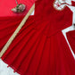 Red Mirror Trim Anarkali Gown