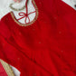 Red Mirror Trim Anarkali Gown