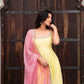 Yellow Lace Trim Anarkali Gown