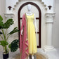 Yellow Lace Trim Anarkali Gown