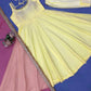 Yellow Lace Trim Anarkali Gown