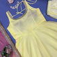 Yellow Lace Trim Anarkali Gown
