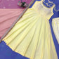 Yellow Lace Trim Anarkali Gown