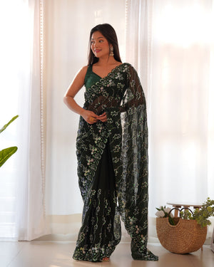 Sequin Green Embroidered Saree