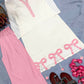 Ivory Pink Bow Embroidered Set
