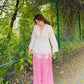 Ivory Pink Bow Embroidered Set