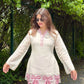 Ivory Pink Bow Embroidered Set
