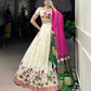 Khadi Cotton Embroidered Lehenga Set with Gaji Silk Dupatta