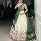 Khadi Cotton Embroidered Lehenga Set with Gaji Silk Dupatta