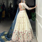 Khadi Cotton Embroidered Lehenga Set with Gaji Silk Dupatta