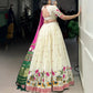 Khadi Cotton Embroidered Lehenga Set with Gaji Silk Dupatta