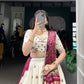 Khadi Cotton Embroidered Lehenga Set with Gaji Silk Dupatta