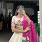 Khadi Cotton Embroidered Lehenga Set with Gaji Silk Dupatta