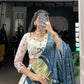 Khadi Cotton Embroidered Lehenga Set with Gaji Silk Dupatta