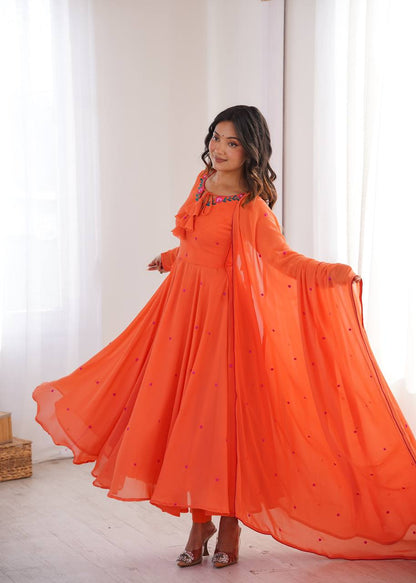 Yellow Floral Dot Anarkali