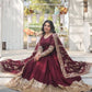 Embroidered Faux Georgette Gown with Dupatta