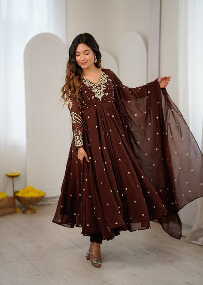Mirror Sequin Embroidered Anarkali
