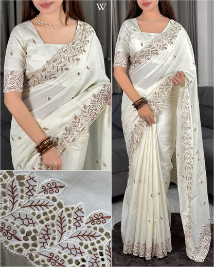 Leaf Cutwork Border Saree