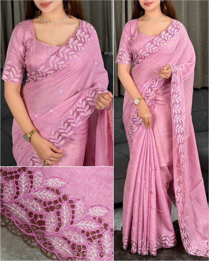 Leaf Cutwork Border Saree