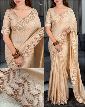 Leaf Cutwork Border Saree