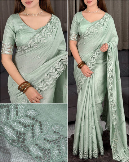 Leaf Cutwork Border Saree