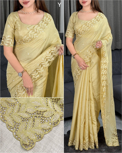 Leaf Cutwork Border Saree