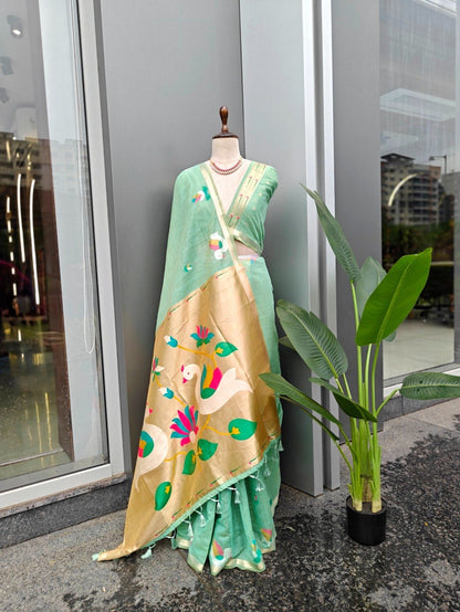 Zari Duck Motif Saree