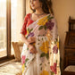 Ivory Floral Beaded Saree