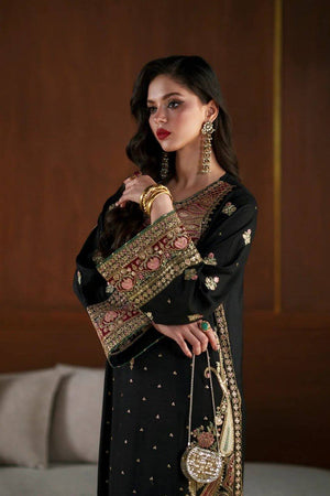 Black Paisley Embroidered Kaftan