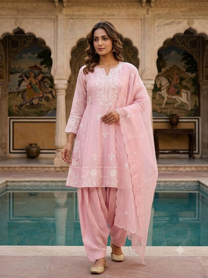 Blush Sequin Embroidered Suit Set