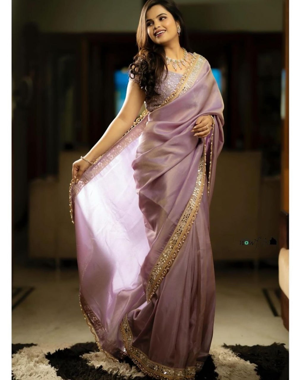 Embroidered Twill Net Saree