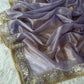 Embroidered Twill Net Saree
